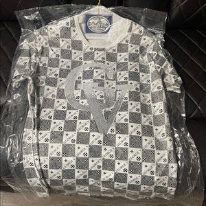 Men's Black and White Crewneck Sweater